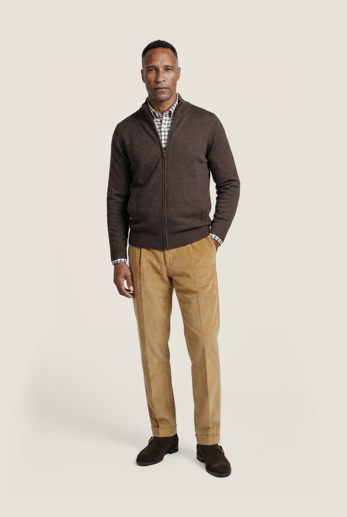 Merino Rits Vest | Bruin Melange