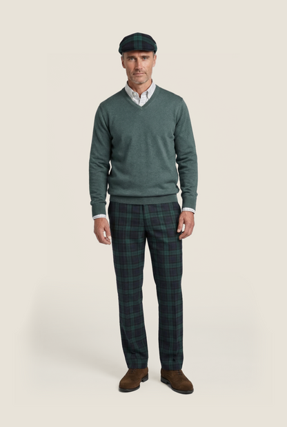 Sweater V-Neck Cotton/Cashmere | Green