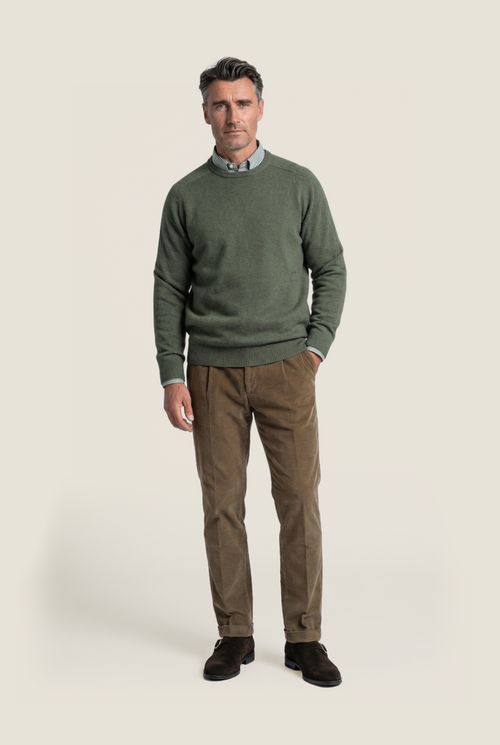 Rundhalspullover aus Lammwolle | Grün