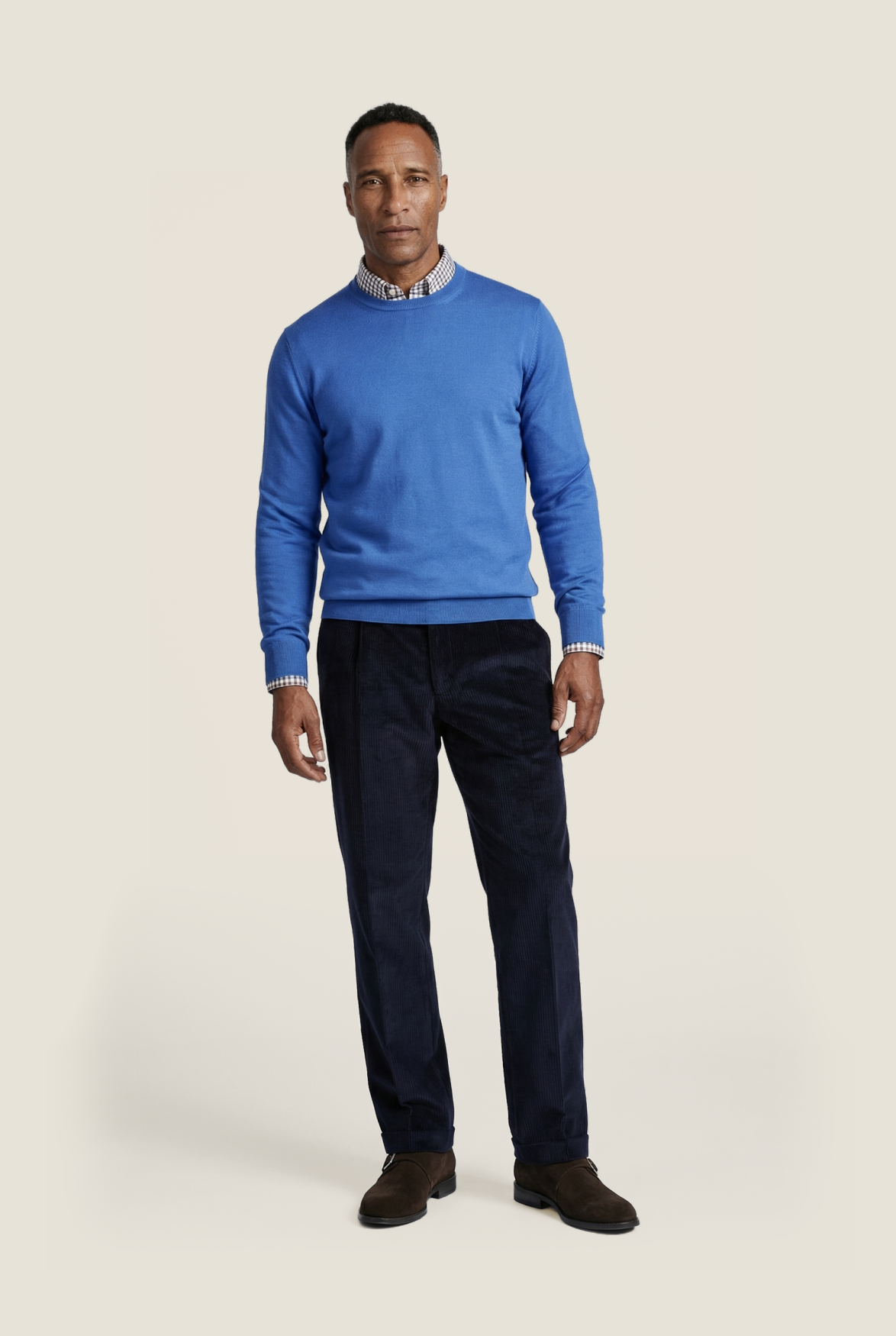 Merino wool round neck sweater | Blue