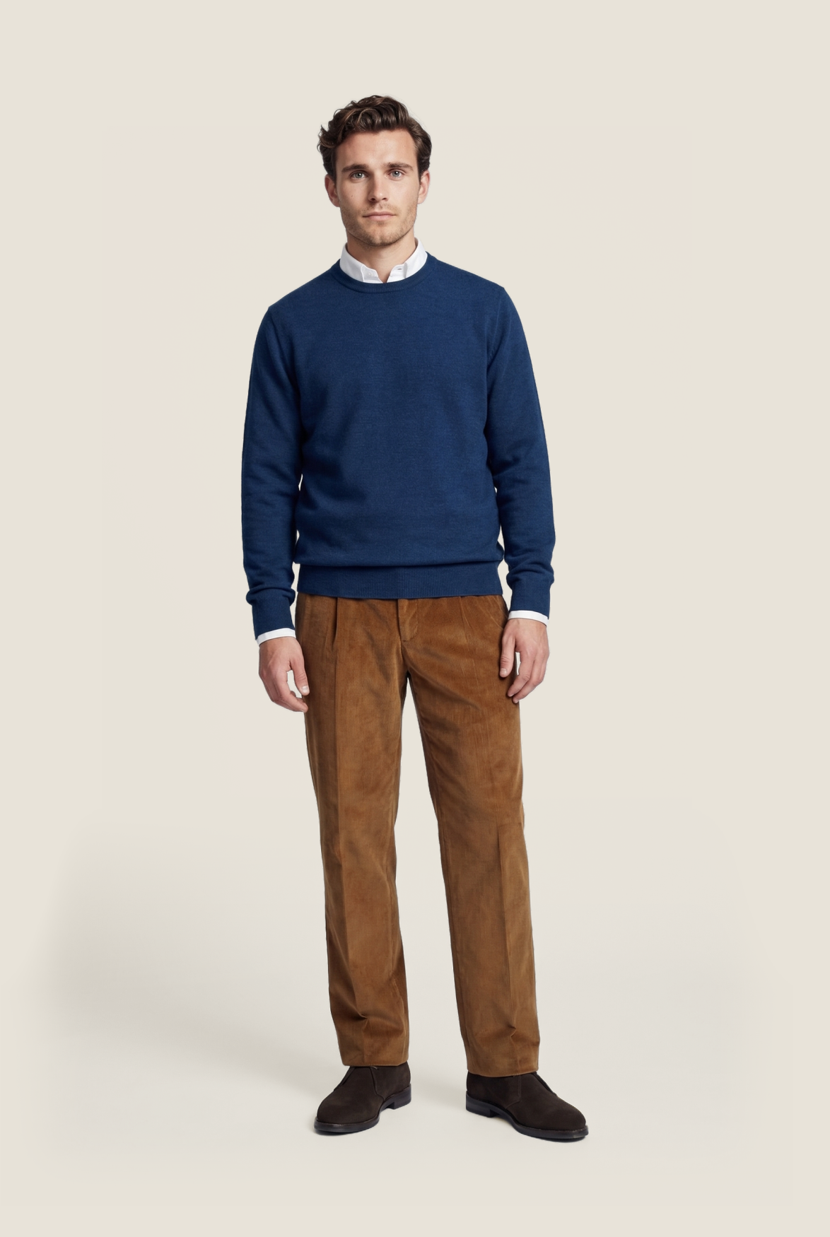 Merino wool round neck sweater | Blue