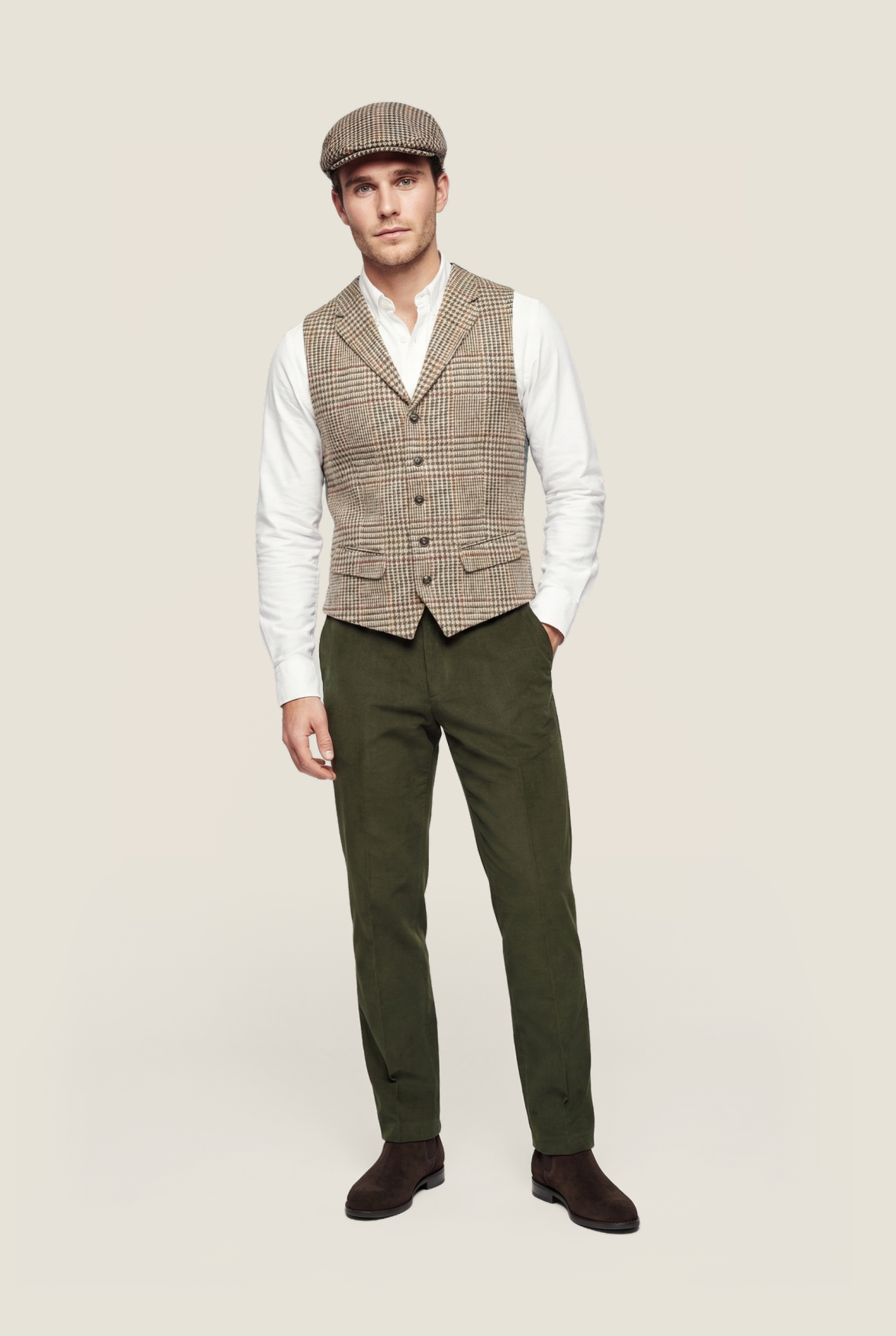 Gilet | Bruin melange houndstooth