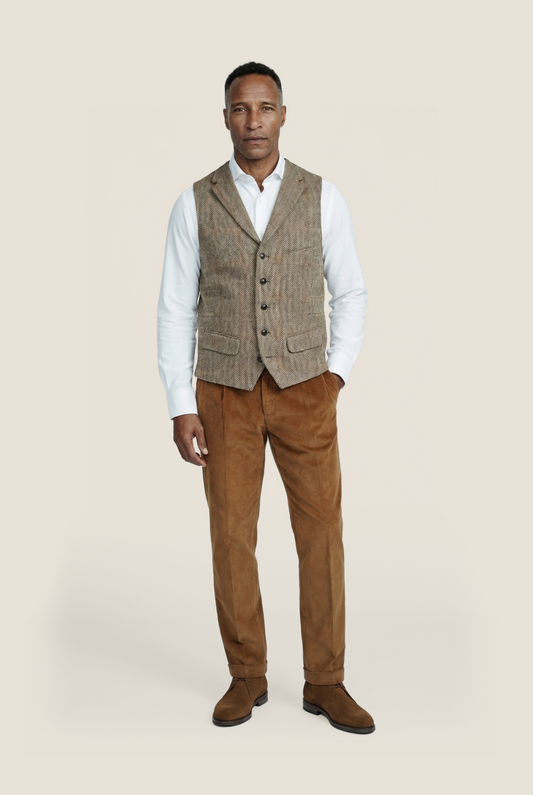 Harris Tweed Gilet | Brown