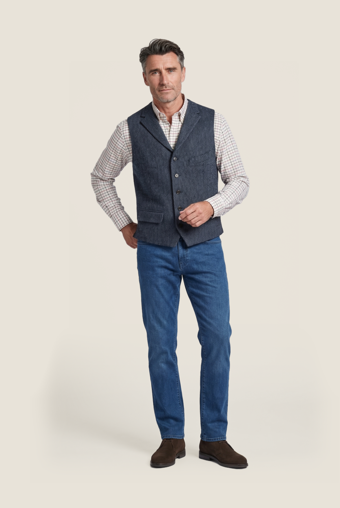 Gilet | Blue Herringbone