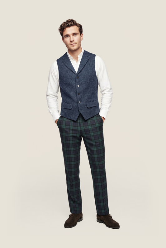 Harris Tweed Gilet | Blue